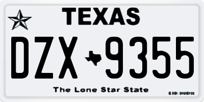 TX license plate DZX9355