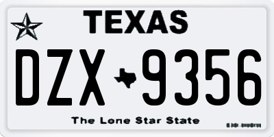 TX license plate DZX9356