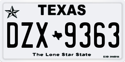 TX license plate DZX9363