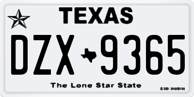 TX license plate DZX9365