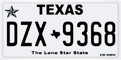 TX license plate DZX9368