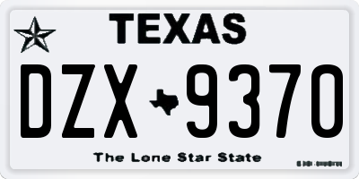 TX license plate DZX9370