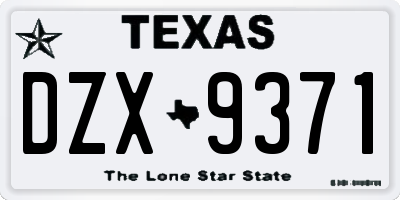 TX license plate DZX9371