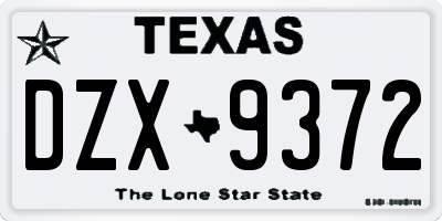 TX license plate DZX9372