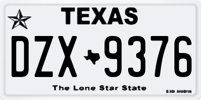 TX license plate DZX9376