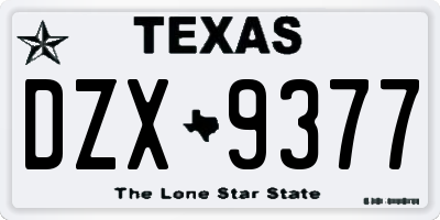 TX license plate DZX9377