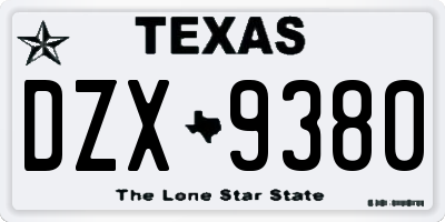 TX license plate DZX9380