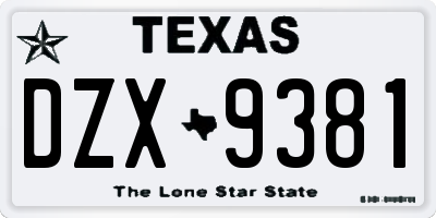 TX license plate DZX9381