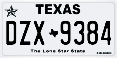 TX license plate DZX9384