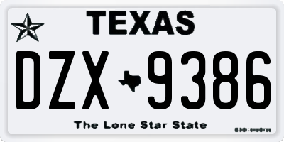 TX license plate DZX9386