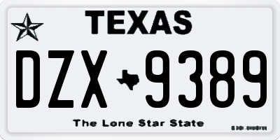 TX license plate DZX9389