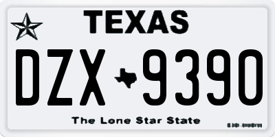 TX license plate DZX9390