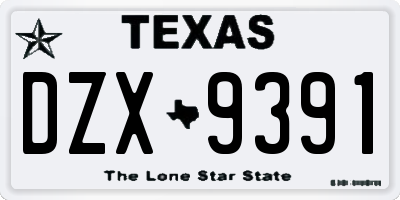 TX license plate DZX9391