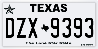 TX license plate DZX9393