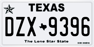 TX license plate DZX9396