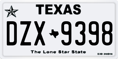 TX license plate DZX9398