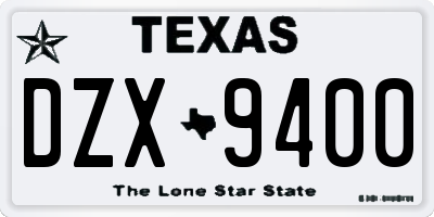 TX license plate DZX9400