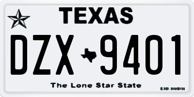 TX license plate DZX9401