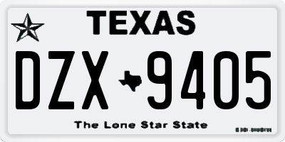 TX license plate DZX9405