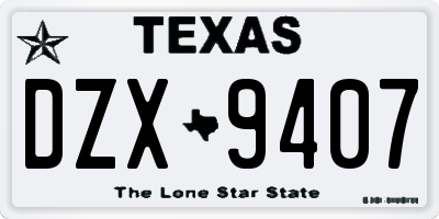 TX license plate DZX9407