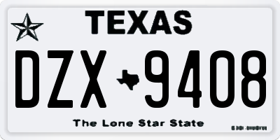 TX license plate DZX9408