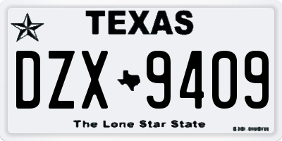 TX license plate DZX9409