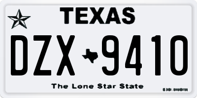 TX license plate DZX9410