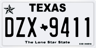 TX license plate DZX9411