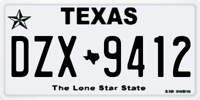 TX license plate DZX9412