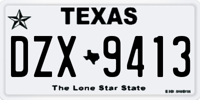 TX license plate DZX9413