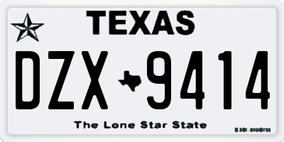 TX license plate DZX9414