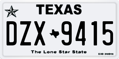 TX license plate DZX9415