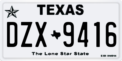 TX license plate DZX9416
