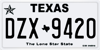 TX license plate DZX9420