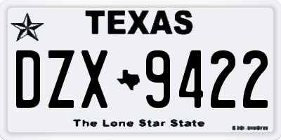 TX license plate DZX9422