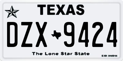 TX license plate DZX9424