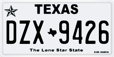 TX license plate DZX9426