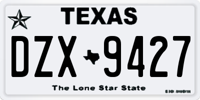 TX license plate DZX9427