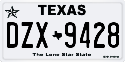 TX license plate DZX9428