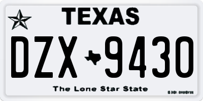 TX license plate DZX9430