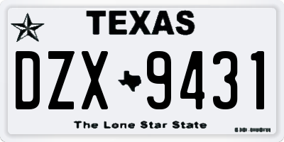 TX license plate DZX9431