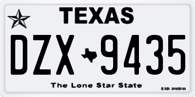 TX license plate DZX9435