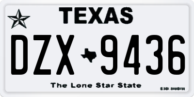 TX license plate DZX9436