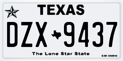 TX license plate DZX9437