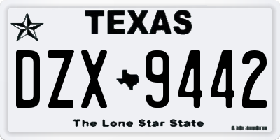 TX license plate DZX9442