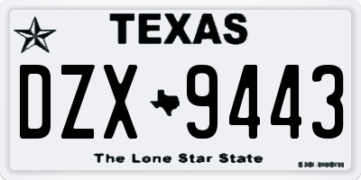 TX license plate DZX9443