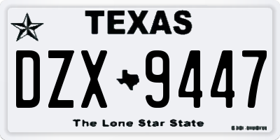 TX license plate DZX9447