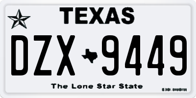 TX license plate DZX9449