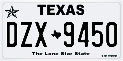 TX license plate DZX9450