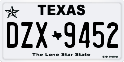 TX license plate DZX9452